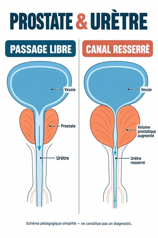 Schéma de la prostate et des compléments alimentaires prostate pour comprendre le confort urinaire