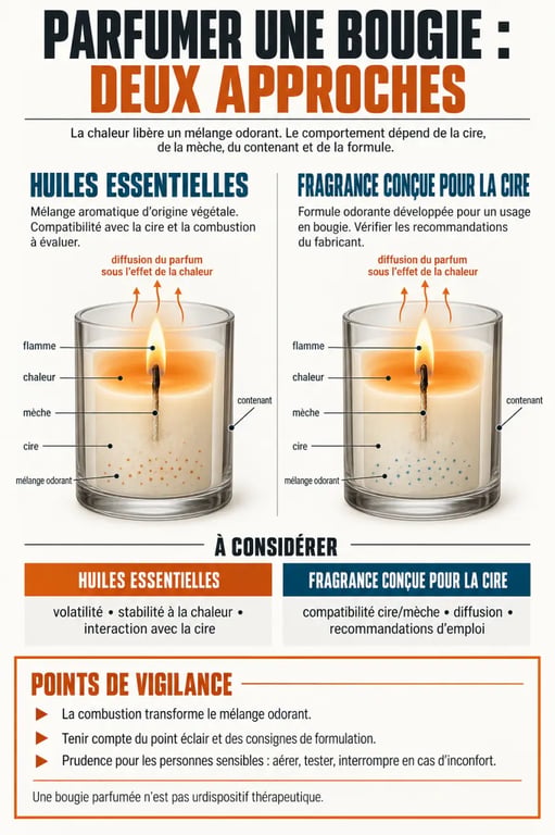 Infographie sur les bougies huiles essentielles et les fragrances pour bougies